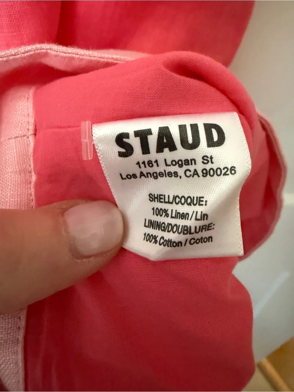 STAUD Allori Dress 100% Linen Size Med Paradise Coral Pink Pearl New! - Picture 6 of 10